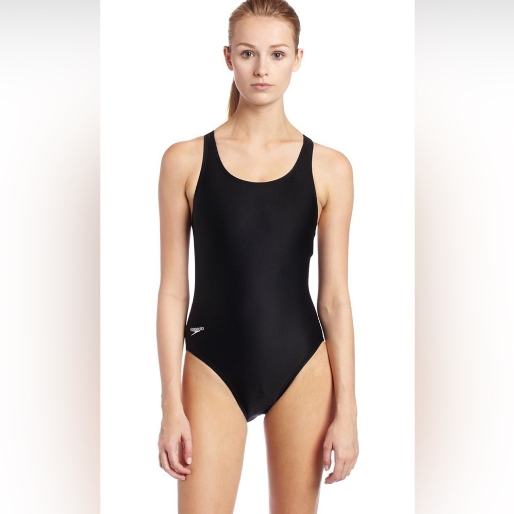NWT Speedo Swimsuit black one piece power flex 12/38